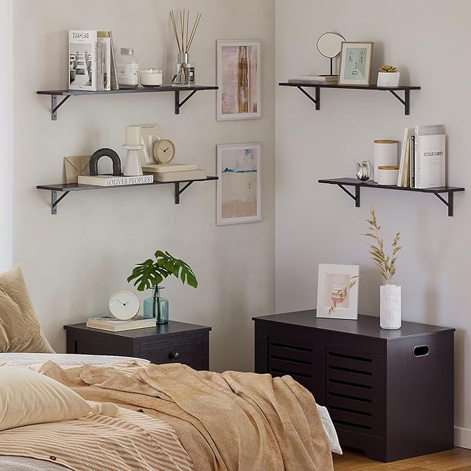 DINZI LVJ Long Wall Shelves, 23.6 Inch Wall Mounted Shelves Set of 2, - Image 6