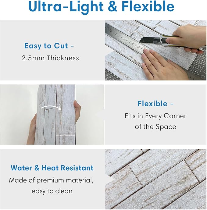 COMSTICKC Peel and Stick Faux Wood Wall Sticker Wall Panels, Not Real Wood - Image 5