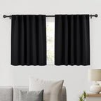 RYB HOME Short Black Curtains for Bedroom, W42 x L36 inch, 2 Panels by RYBHOME