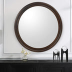 CULER Round Wall Mirrors 24 Inch, Wood Rustic Decorative Transitional Mirror - Image 6