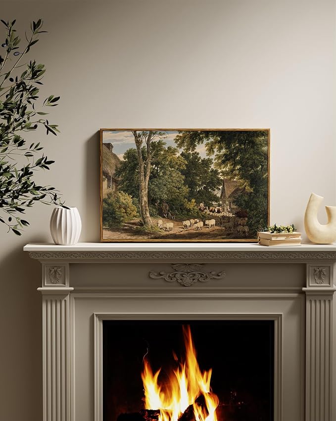 InSimSea Framed Canvas Wall Art Vintage Decor, Room Decor Classical Countryside - Image 3