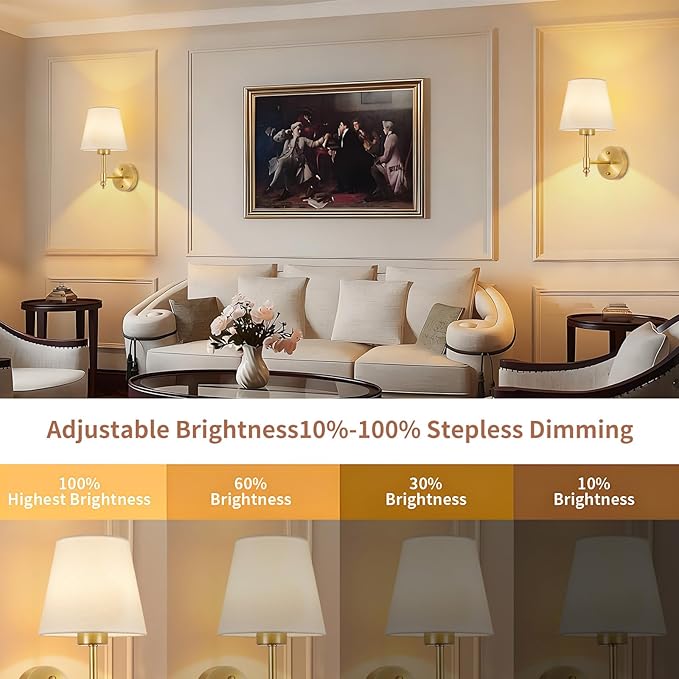 Battery Operated Wall Sconce Set of 2, Rechargeable Wireless Wall Lights - Image 6