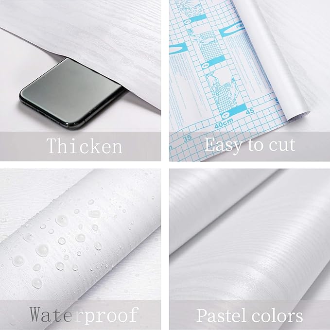 Heroad Peel and Stick Wallpaper Wood Contact Paper Wood Wallpaper White Wood - Image 5