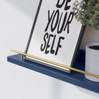 WOPITUES Floating Shelves with Gold Metal Guardrail, Shelves - Image 4