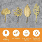 MOROBOR Decorative Iron Hooks, 4-Piece Ginkgo Maple Leaf Shape Gold Wall - Image 3