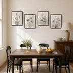 Framed Vintage Botanical Wall Art, 4 Piece Neutral Rustic Boho Floral Canvas - Image 3