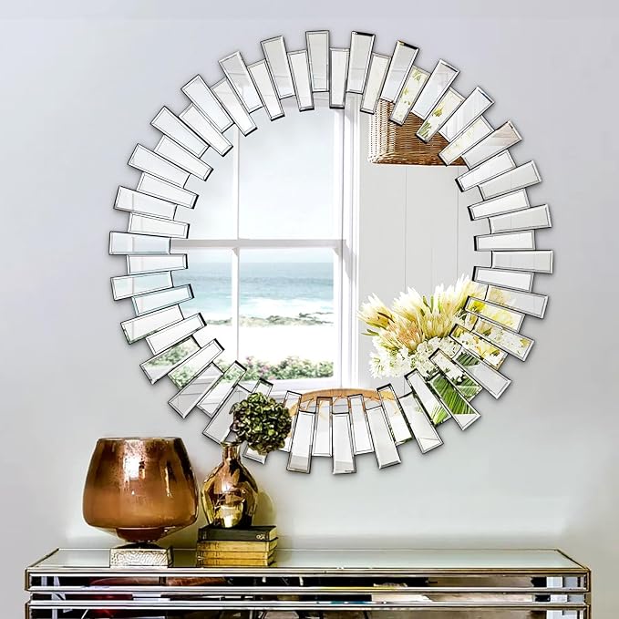 Chende Round Mirrors for Decor, Frameless Circle Mirror for Living Room - Image 9