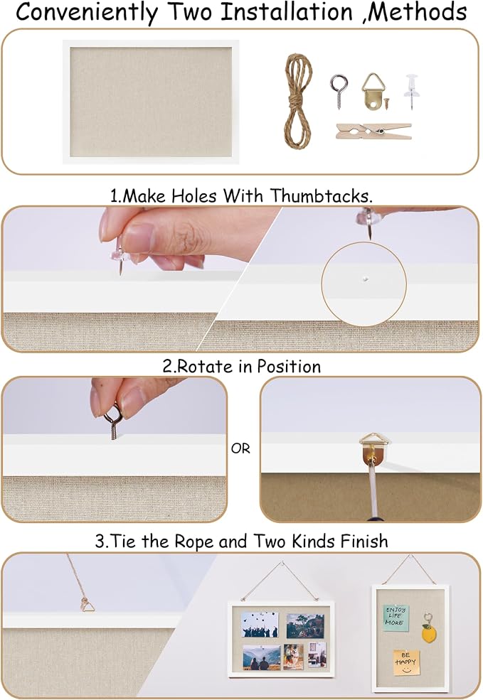 DAHAPYBOO Cork Board with Linen White 2Pack, Bulletin Board 17"x12" Hanging - Image 3