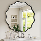 Round Wavy Mirror, 24 Inch Metal Frame Circle Mirror, Round Wall Mounted by Unknown