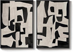 Framed Black and Beige Abstract Wall Art, 2 Piece Canvas Prints Paintings by Cuspin