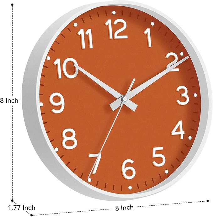 Roymnie Wall Clock, Silent Wall Clocks Battery Operated 8 Inch-Modern Non - Image 3