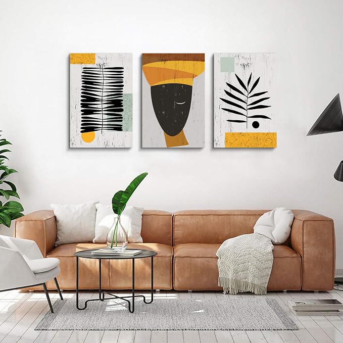 Framed Canvas Wall Art African Ethno Motive Wall Art Set, Abstract Ethno Art - Image 3