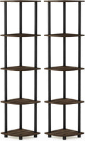 Furinno TURN-N-TUBE Corner Shelf Set of 2, 5-Tier Corner Bookshelf, Open by Furinno-FitsYourSpaceFitsYourBudget