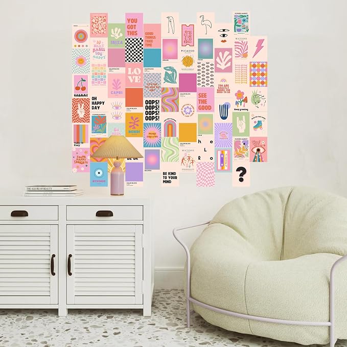 Preppy Room Decor, Cute Preppy Wall Decor, Trendy Pink Photo Collage Kit 4"x6" - Image 3