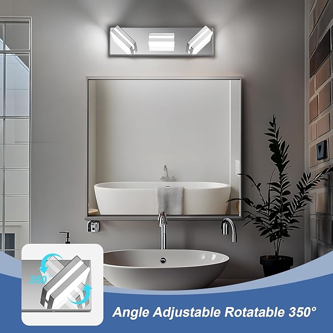 Modern LED Small Bathroom Lights Fixtures 3-Light, Stainless Steel Chrome - Image 2