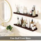 Love-KANKEI Floating Shelves Wall Mounted Set of 2, 24 Inch Wood Storage Wall - Image 4