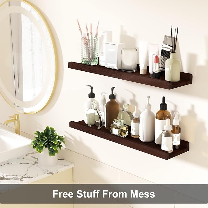 Love-KANKEI Floating Shelves Wall Mounted Set of 2, 24 Inch Wood Storage Wall - Image 4