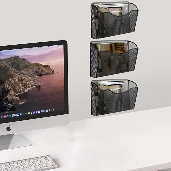 Gawerk 3 Pack Wall File Organizer, Mesh Wall File Pocket Mail Organizer Hanging - Image 4