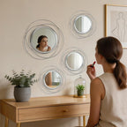 4 Piece Gold Round Wall Mirror Set Modern Metal Circle Home Decor - Image 3