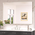 Keonjinn 48 x 36 Brushed Nickel Bathroom Vanity Mirror, Large Rounded Rectangle by Keonjinn