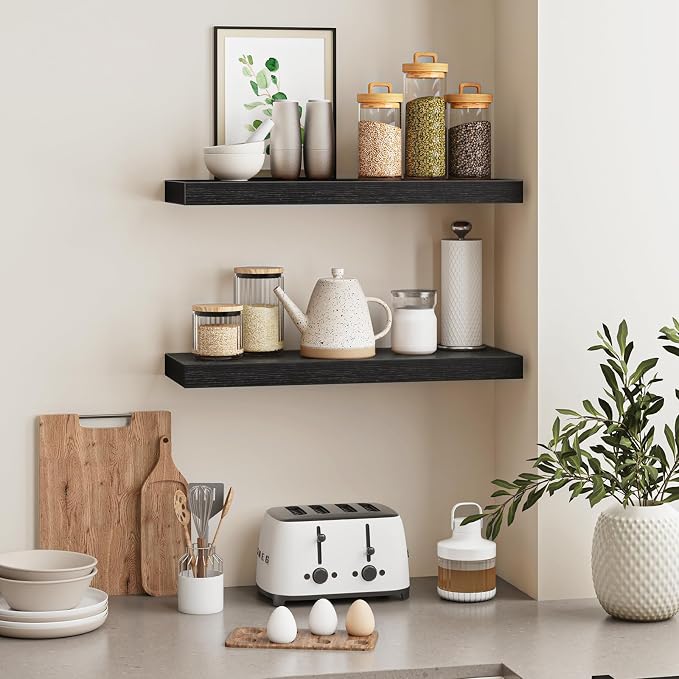 Fixwal Black Floating Shelves for Wall, Bathroom and Kitchen, Wall Shelves for - Image 5