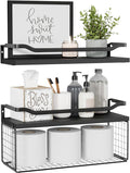 WOPITUES Floating Shelves with Wire Storage Basket, Bathroom Shelves Over by WOPITUESOfficial