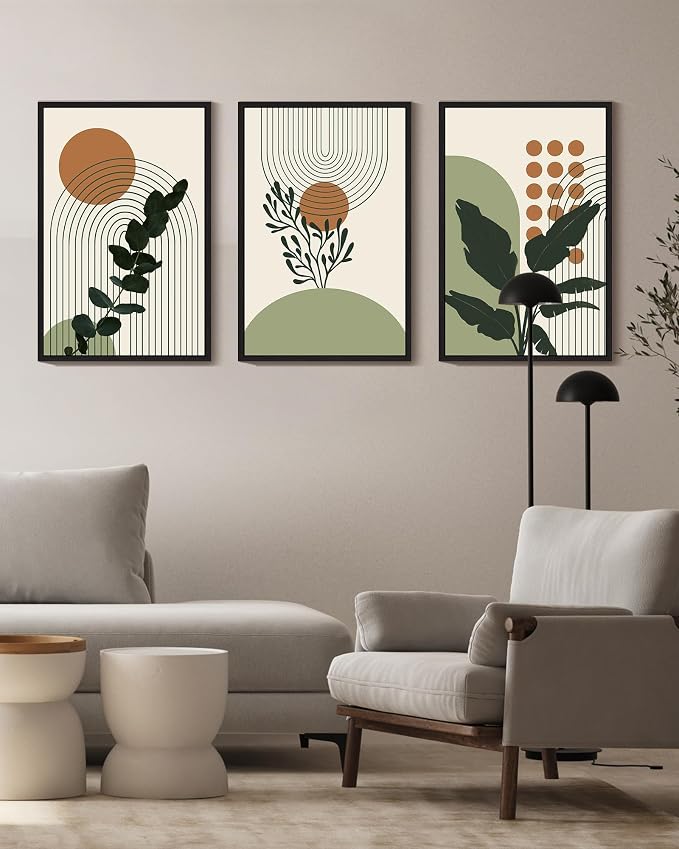 PHOPAGO Boho Plant Wall Art Green Botanical Bohemain Framed Wall Printing - Image 6