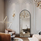 Black Arched Full Length Mirror, Leaning Against Wall Mirror - Image 6