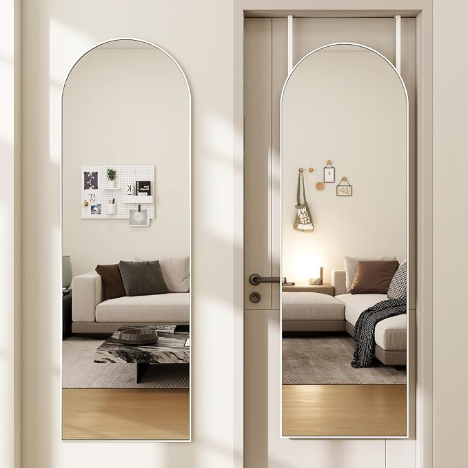 Arched Full Length Door Mirror 14x48, Metal Frame by JAWGLOW