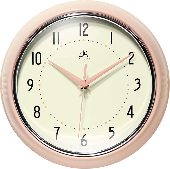 Infinity Instruments LTD. Retro 9 inch Silent Sweep Non-Ticking Mid Century by InfinityInstruments