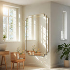 HQiJun Gold Mirror for Wall, Polished Bevelled Rectangle Mirror, Modern - Image 3
