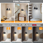 Powfloven Vintage Rechargeable Wall Sconces Set of 2, Battery Operated Bedside - Image 3