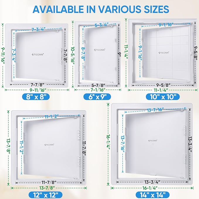 TICONN Access Panel for Drywall, 8 x 8 Inch ABS Plastic Wall Hole Cover Access - Image 5