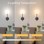 Black Battery Operated Wall Sconces Set of 2, Rechargeable Wireless Wall Lights - Image 3