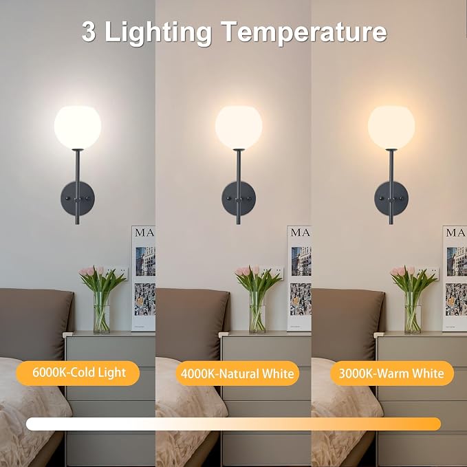 Black Battery Operated Wall Sconces Set of 2, Rechargeable Wireless Wall Lights - Image 3