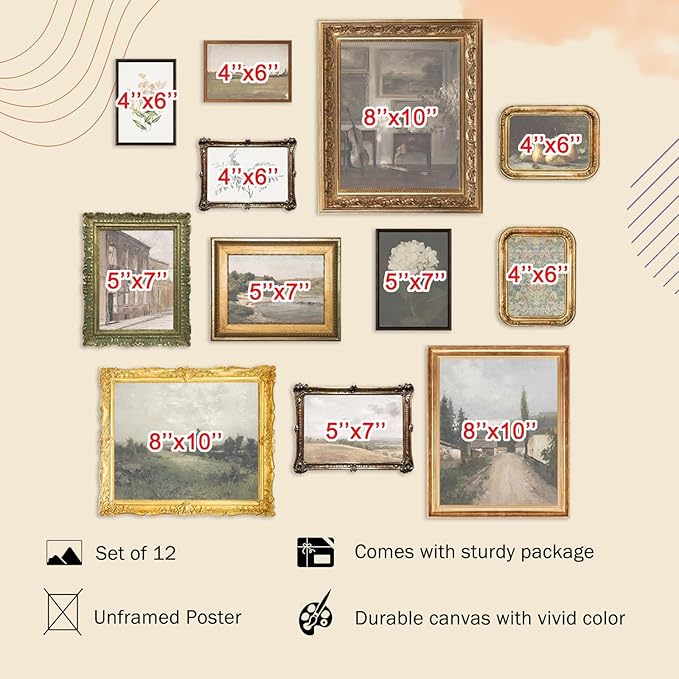 KBKBART Vintage Wall Art Prints, French Country Wall Decor Countryside - Image 2
