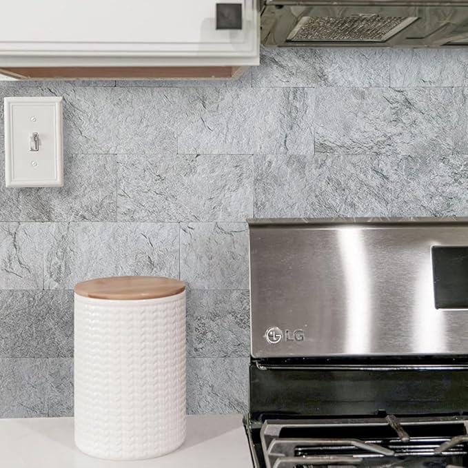 AULIGET 20-Piece Light Slate Peel and Stick Backsplash Wall Tiles, Laundry Room - Image 6