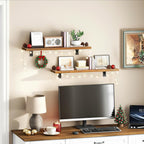 HOOBRO Floating Shelves for Wall, 23.6" Wall Mounted Shelves Set of 2, Hanging - Image 2