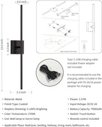 KDG Cordless Wall Sconces Set of 2, Wireless 5200mAh Rechargeable Battery - Image 5
