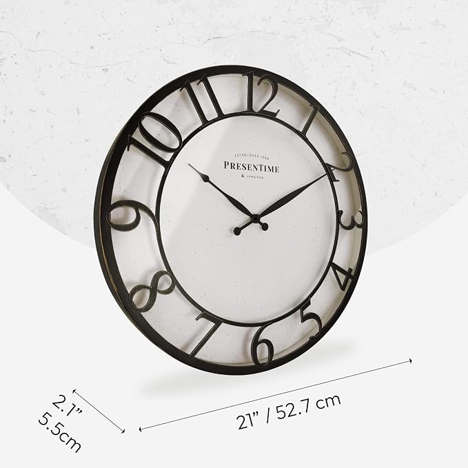 Presentime & Co 21" Farmhouse Series Wall Clock, Vintage Style, Retro Clock - Image 7