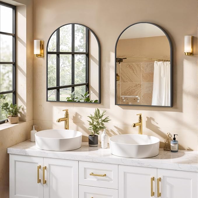 Arched Wall Mirror 30x20 Inch Black Bathroom Vanity Mirror - Image 8
