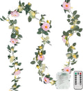 suddus Flower Garland with Pink Camellia Fairy Lights Indoor, 60 LED Vines by SUDDUS
