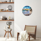 Beach Clocks Wall Decor Glass Modern Coastal Wall Clock Silent Non Ticking Blue - Image 2