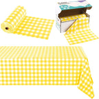 Kochorie 54 Inch x 300 Ft Light Yellow Checkered Plastic Table Cloth Roll by Kochorie