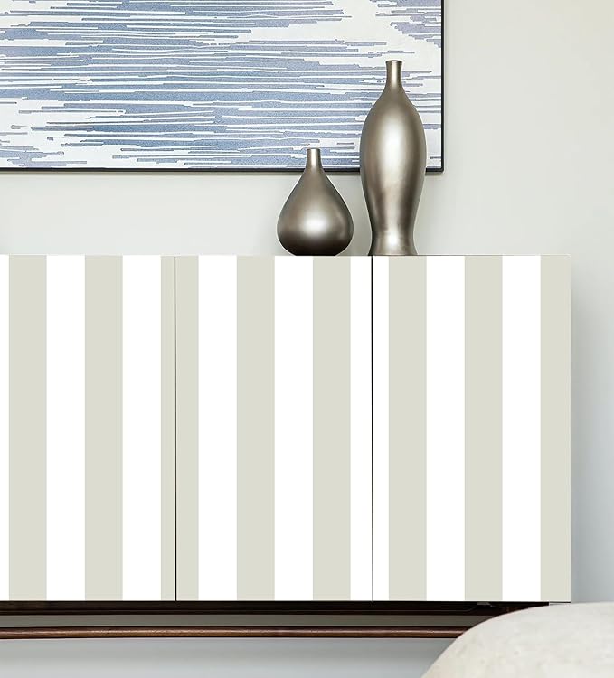 Guvana 17.7"×118" Brown and White Wallpaper Striped Peel and Stick Wallpaper - Image 3