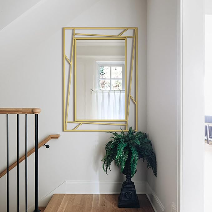 Brushed Gold Bathroom Mirror, Hang Horizontally or Vertically - Image 6