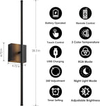 KARTOOSH 28.3 Inch 9 RGB Color Battery Operated Wireless Wall Sconces Set of Two - Image 5
