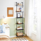 HOOBRO DIY Ladder Shelf, 6-Tier Wooden Wall Mounted Bookshelf, Narrow Bookcase - Image 9