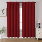 CUCRAF Red Blackout Curtains 72 inch Length 2 Panels Set, Rod Pocket Room by CUCRAF