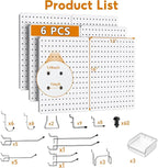 Peg Board, 6 Pack 16'' x 12'' White Pegboard Panels - Image 3